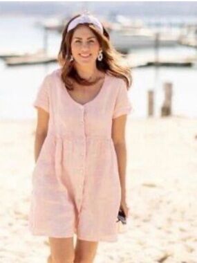 Women's Pink Button-Front Cover-Up Dress
